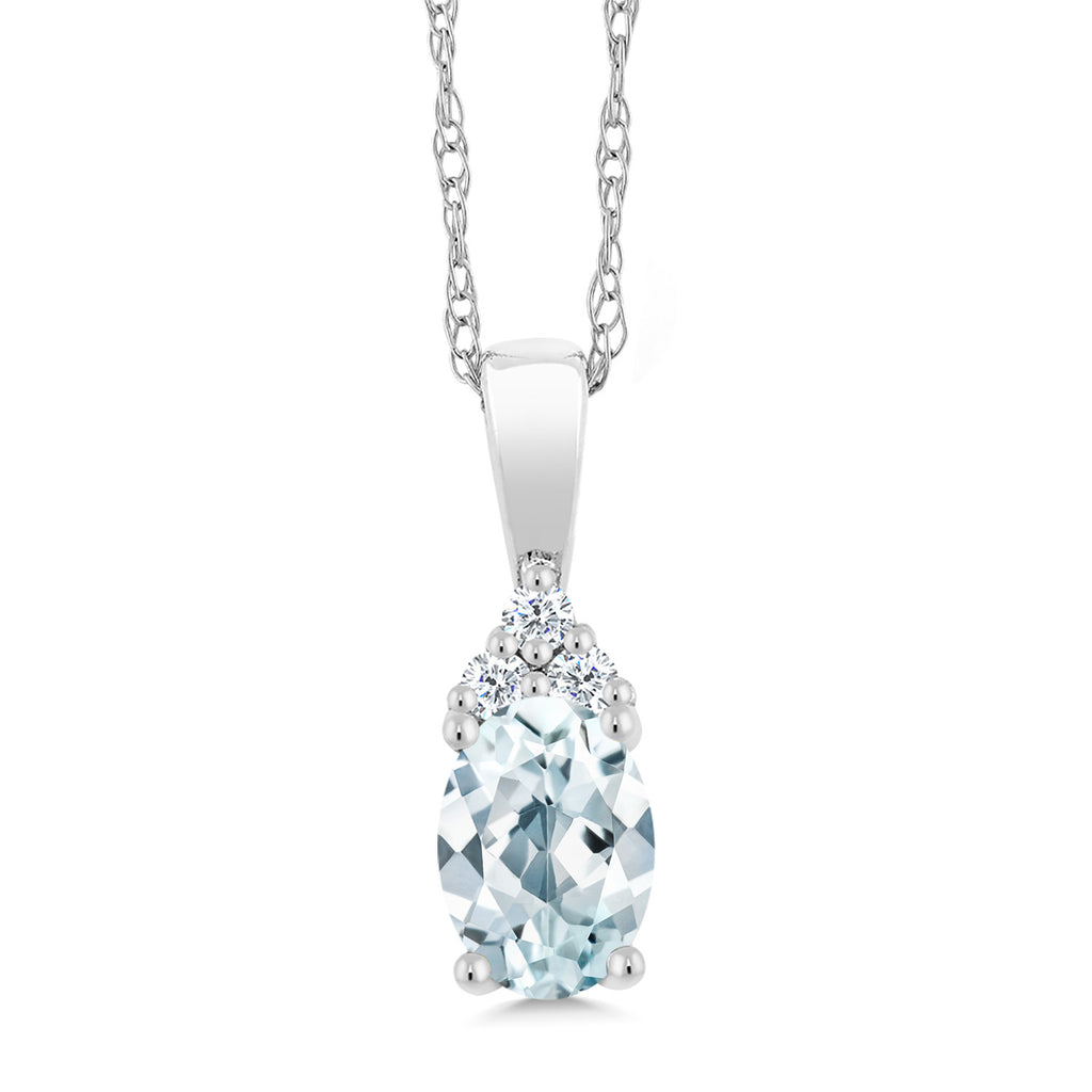 Aquamarine - March_Pendant in 10K White Gold