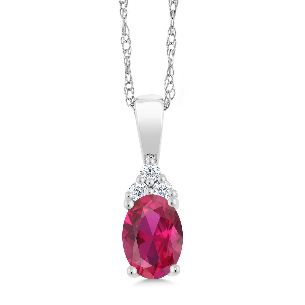 Created Ruby - July_Pendant in 10K White Gold