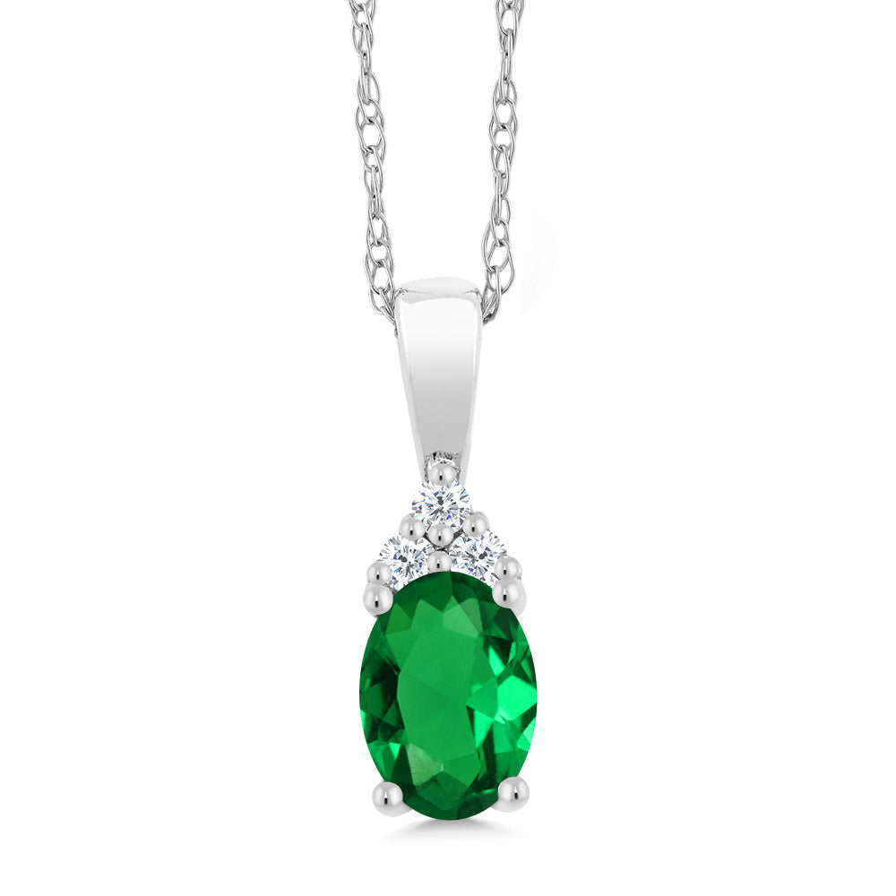 Nano Emerald - May_Pendant in 10K White Gold