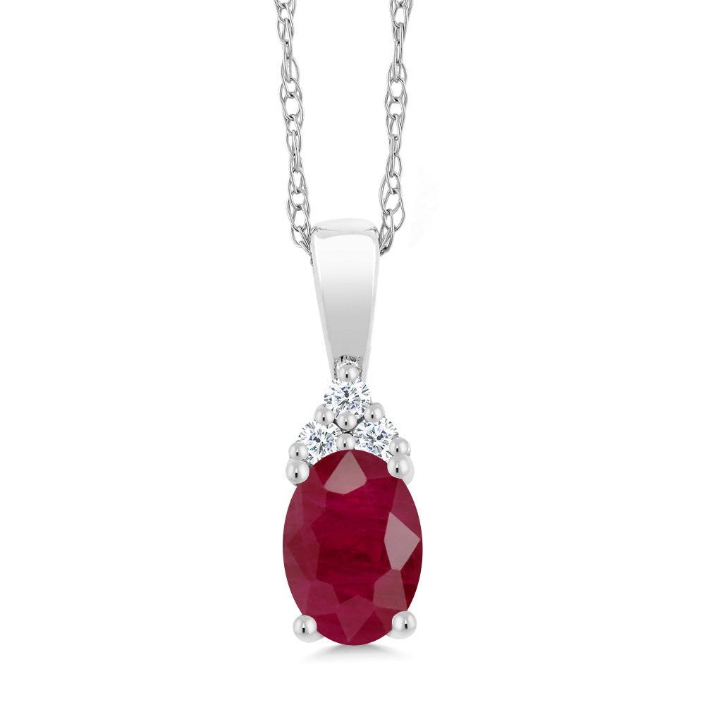 Ruby - July_Pendant in 10K White Gold