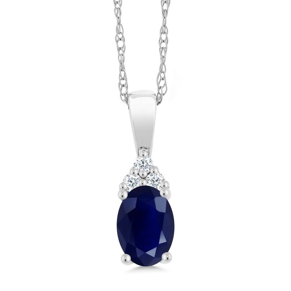 Blue Sapphire - September_Pendant in 10K White Gold