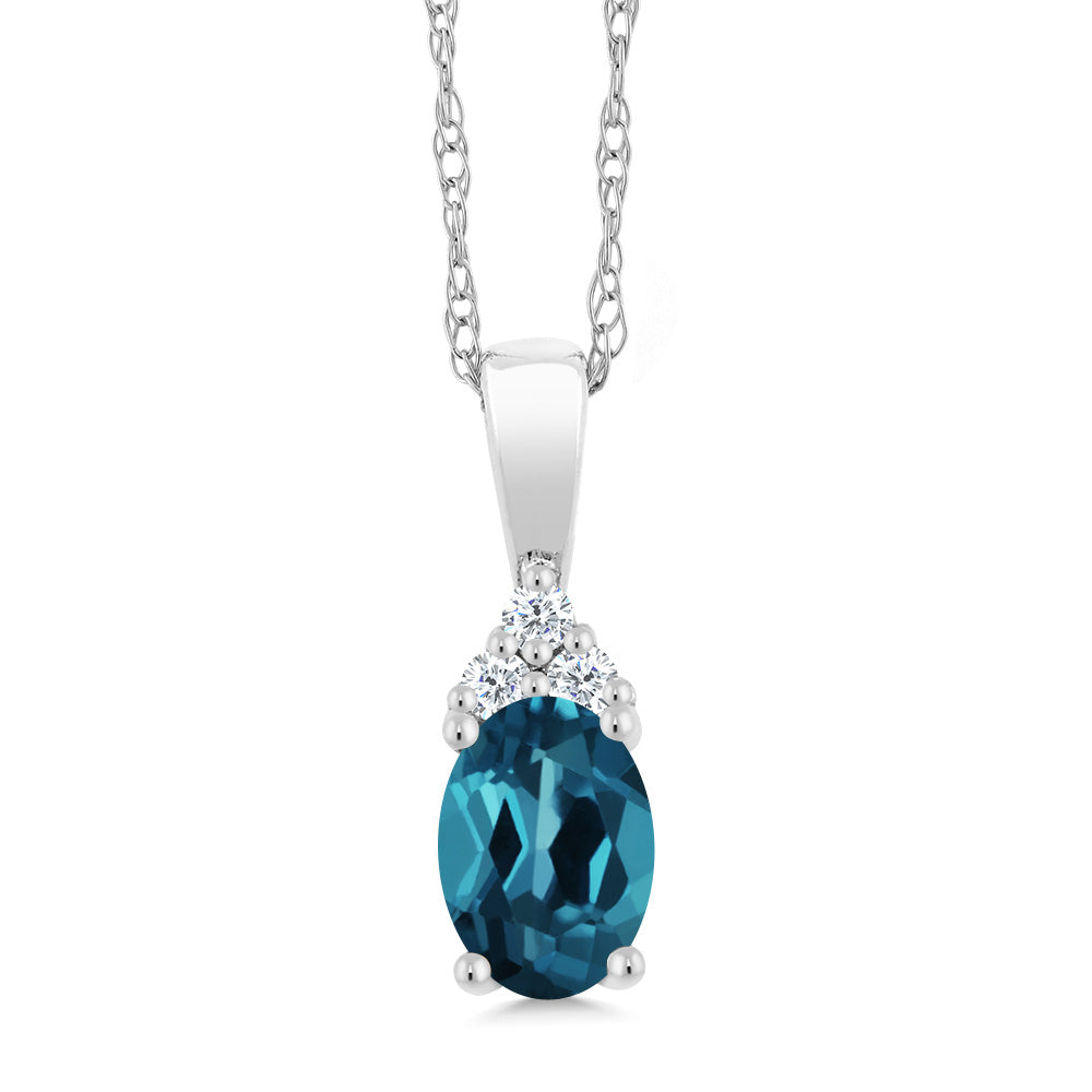 London Blue Topaz - November_Pendant in 10K White Gold