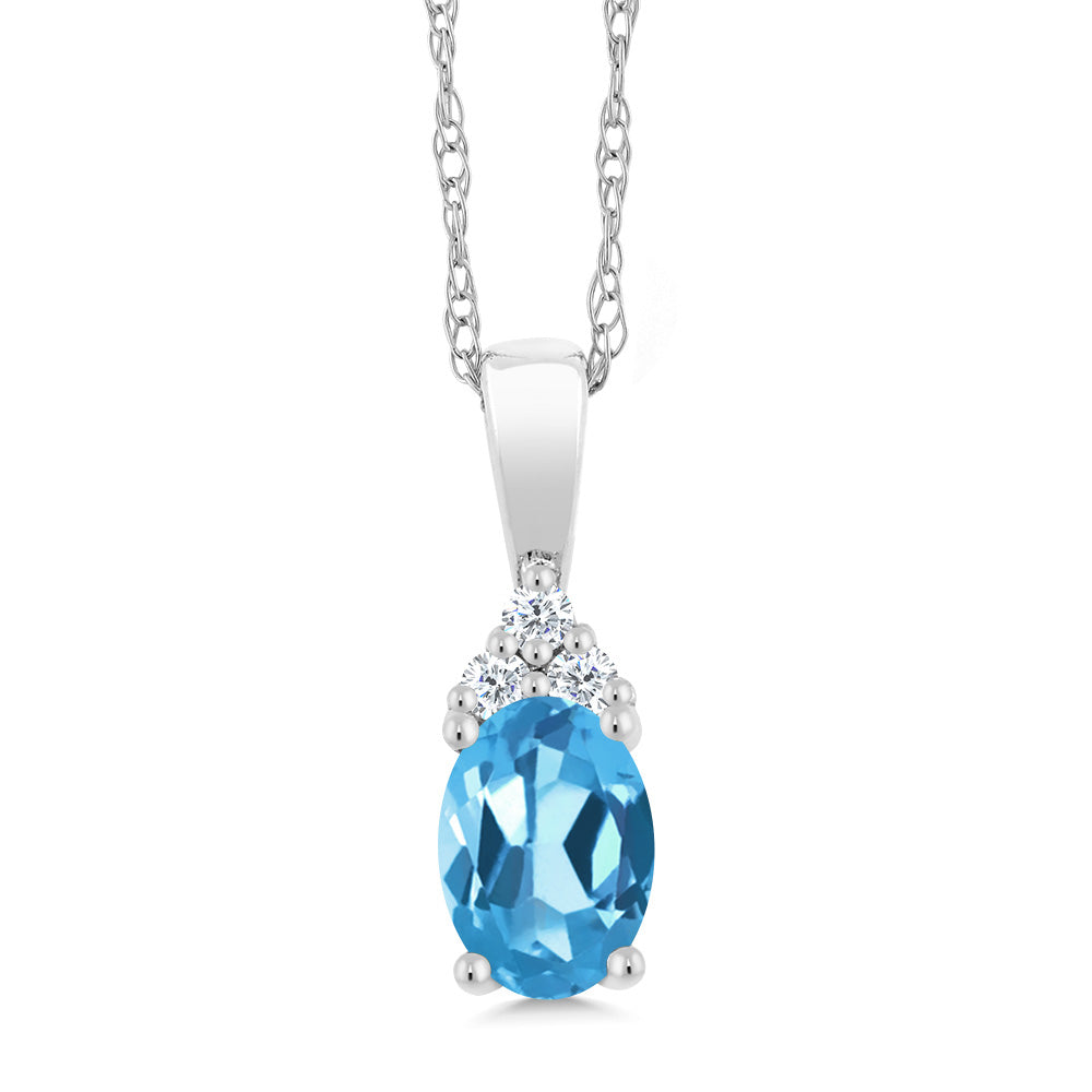 Swiss Blue Topaz - November_Pendant in 10K White Gold