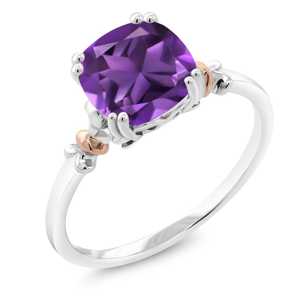 Amethyst - February_5_Ring in 925 Sterling Silver and 10K Rose Gold