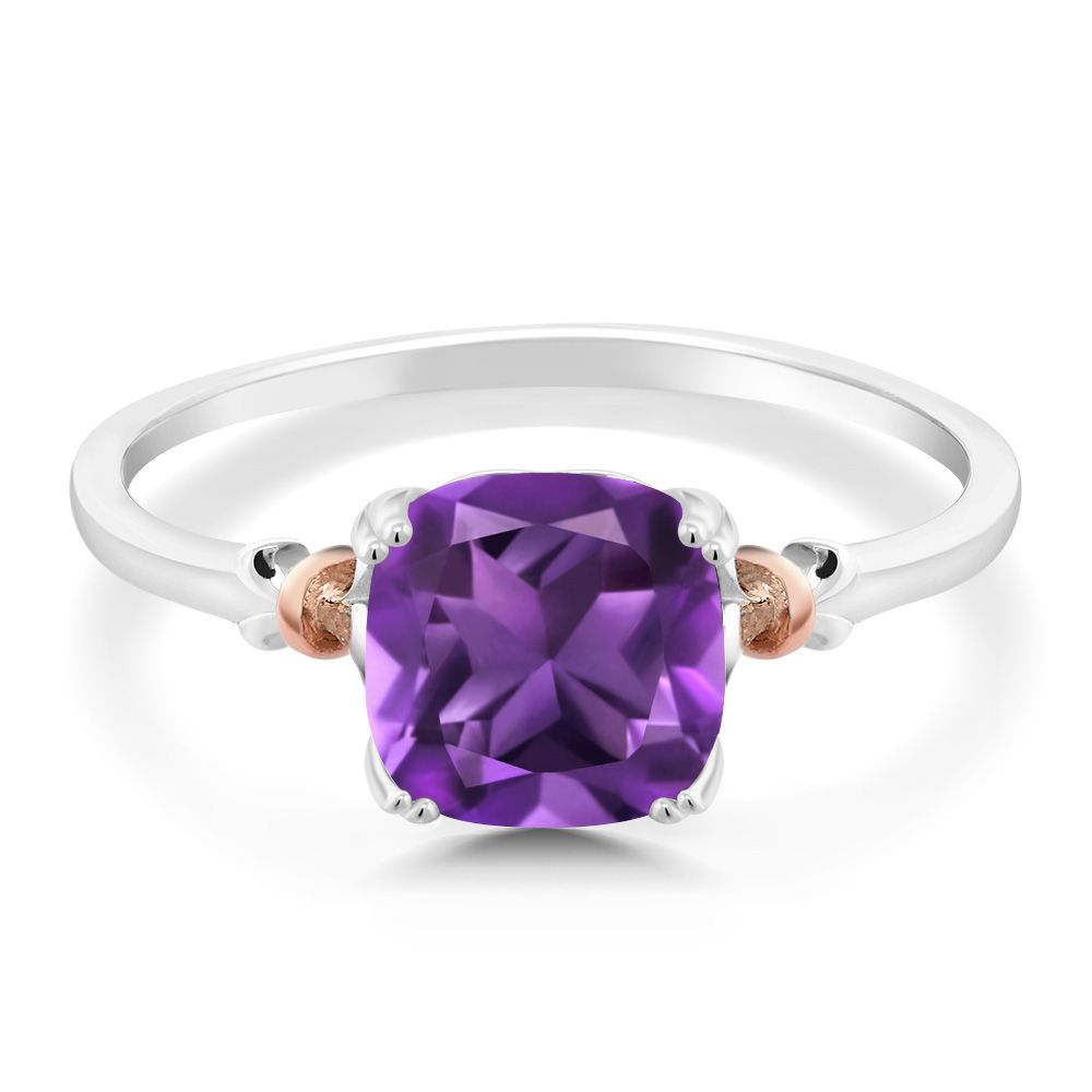 Amethyst_5_Ring in 925 Sterling Silver and 10K Rose Gold