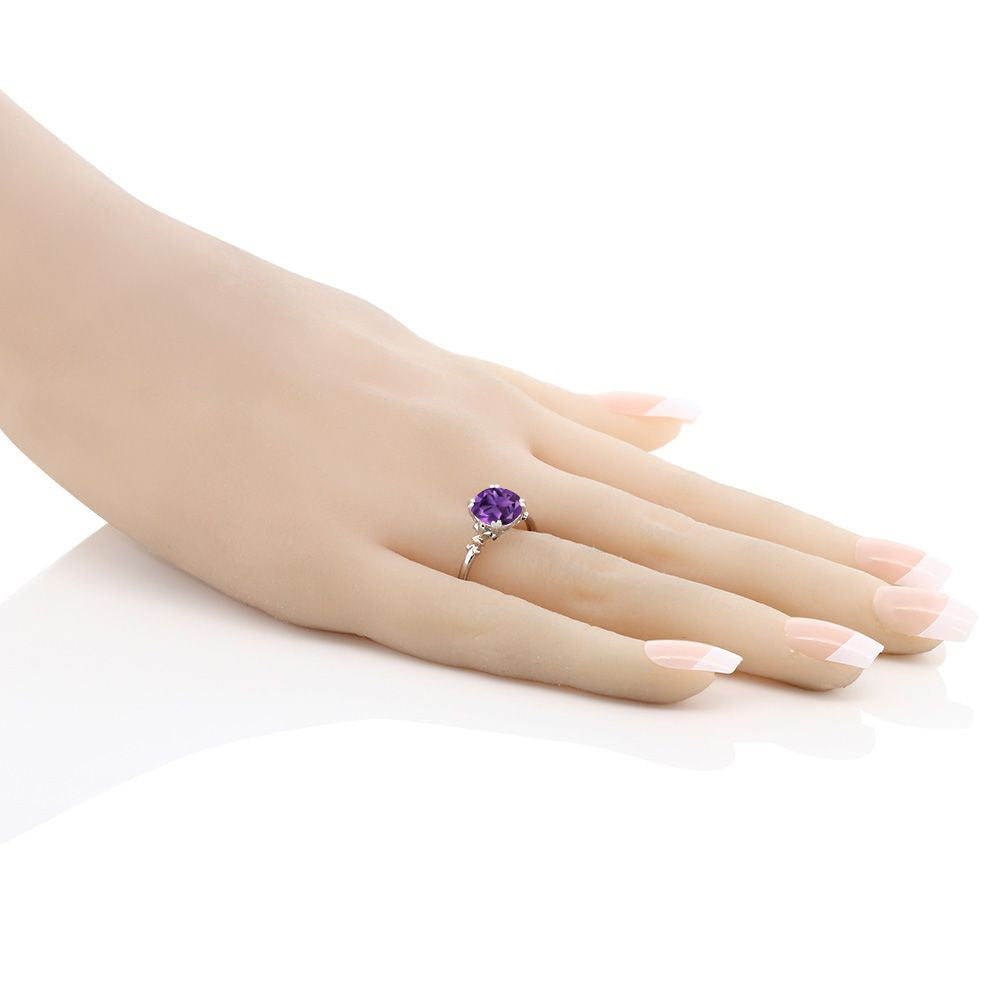 Amethyst_5_Ring in 925 Sterling Silver and 10K Rose Gold