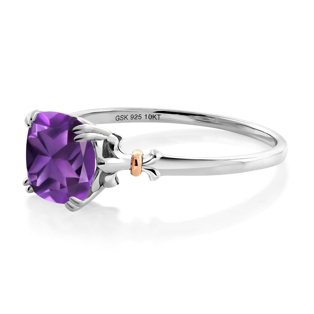 Amethyst_5_Ring in 925 Sterling Silver and 10K Rose Gold