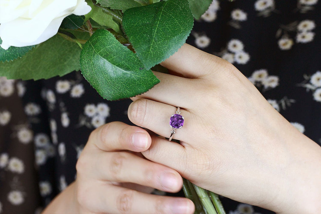 Amethyst_5_Ring in 925 Sterling Silver and 10K Rose Gold