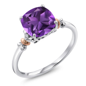 Amethyst_5_Ring in 925 Sterling Silver and 10K Rose Gold