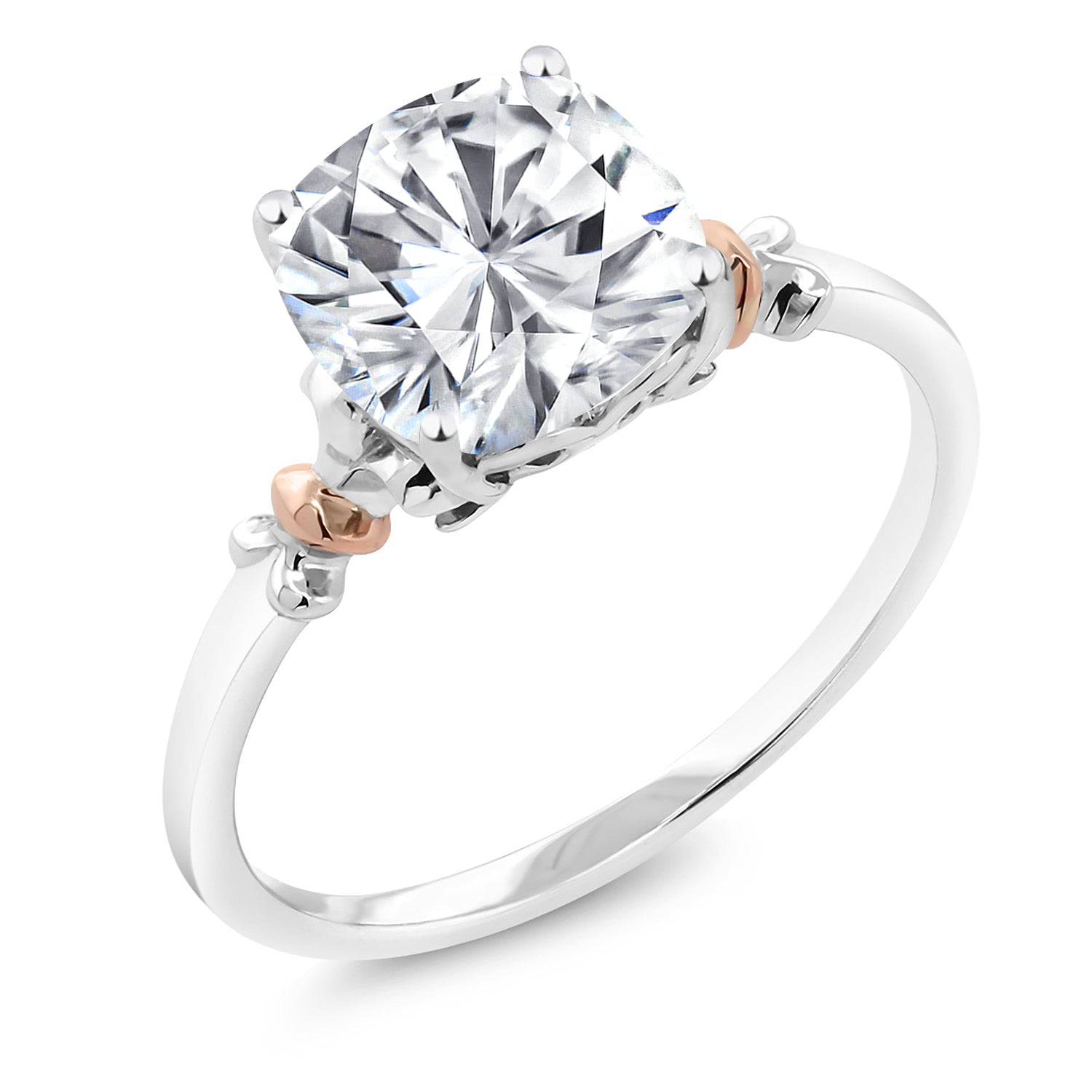 Moissanite - April_9_Ring in 925 Sterling Silver and 10K Rose Gold