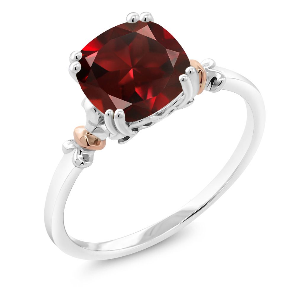Garnet - January_8_Ring in 925 Sterling Silver and 10K Rose Gold