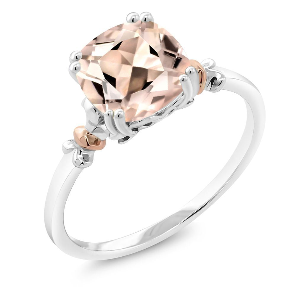 Morganite - October_7_Ring in 925 Sterling Silver and 10K Rose Gold