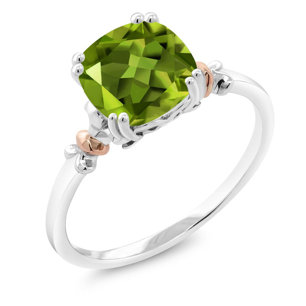 Peridot - August_7_Ring in 925 Sterling Silver and 10K Rose Gold