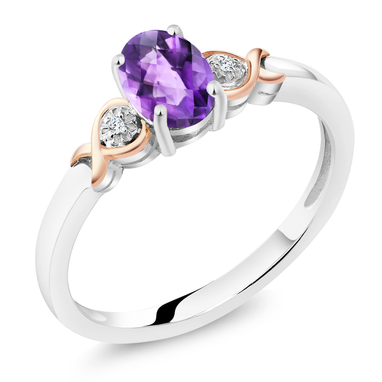 Amethyst - February_8_Ring in 925 Sterling Silver and 10K Rose Gold