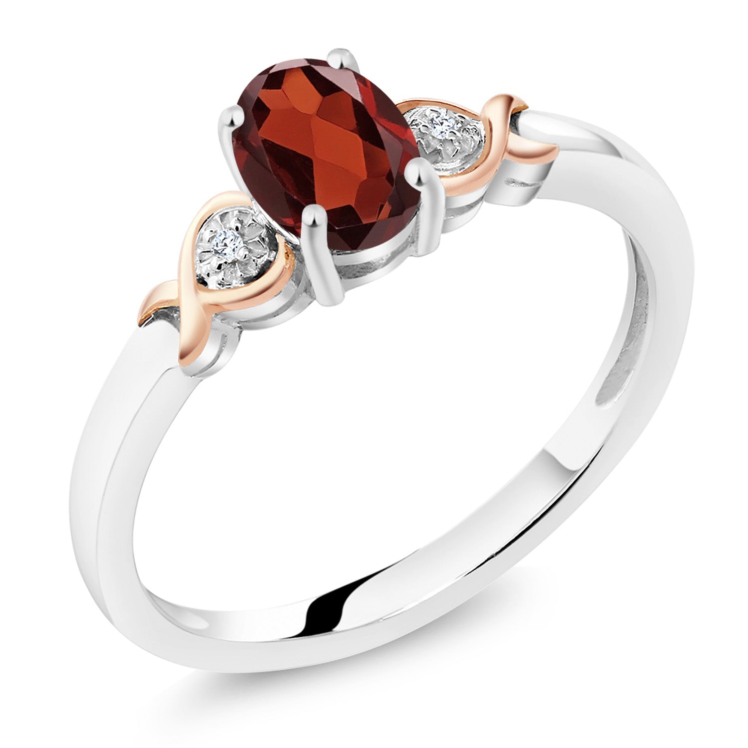 Garnet - January_5_Ring in 925 Sterling Silver and 10K Rose Gold
