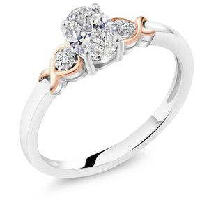 White Lab Grown Diamond - April_5_Ring in 925 Sterling Silver and 10K Rose Gold
