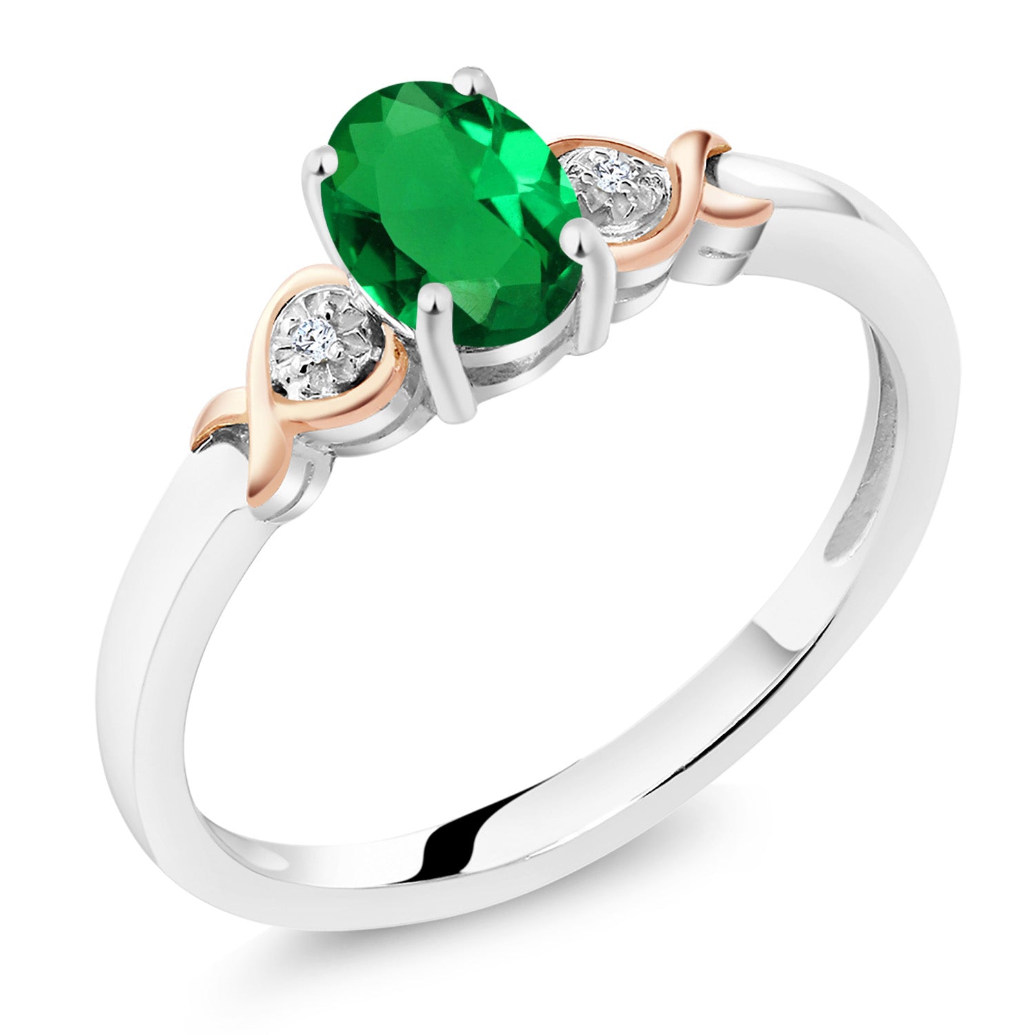 Nano Emerald - May_7_Ring in 925 Sterling Silver and 10K Rose Gold
