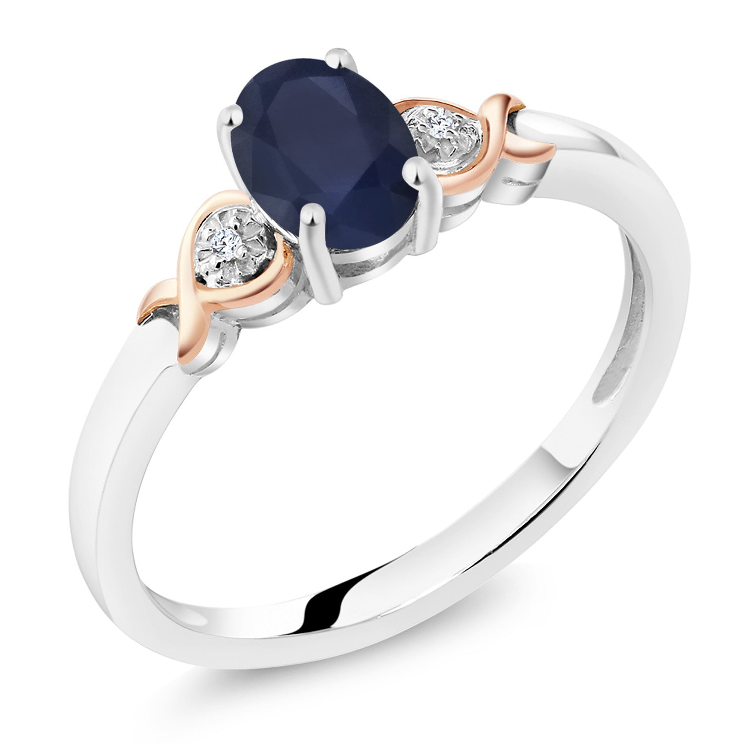 Blue Sapphire - September_8_Ring in 925 Sterling Silver and 10K Rose Gold
