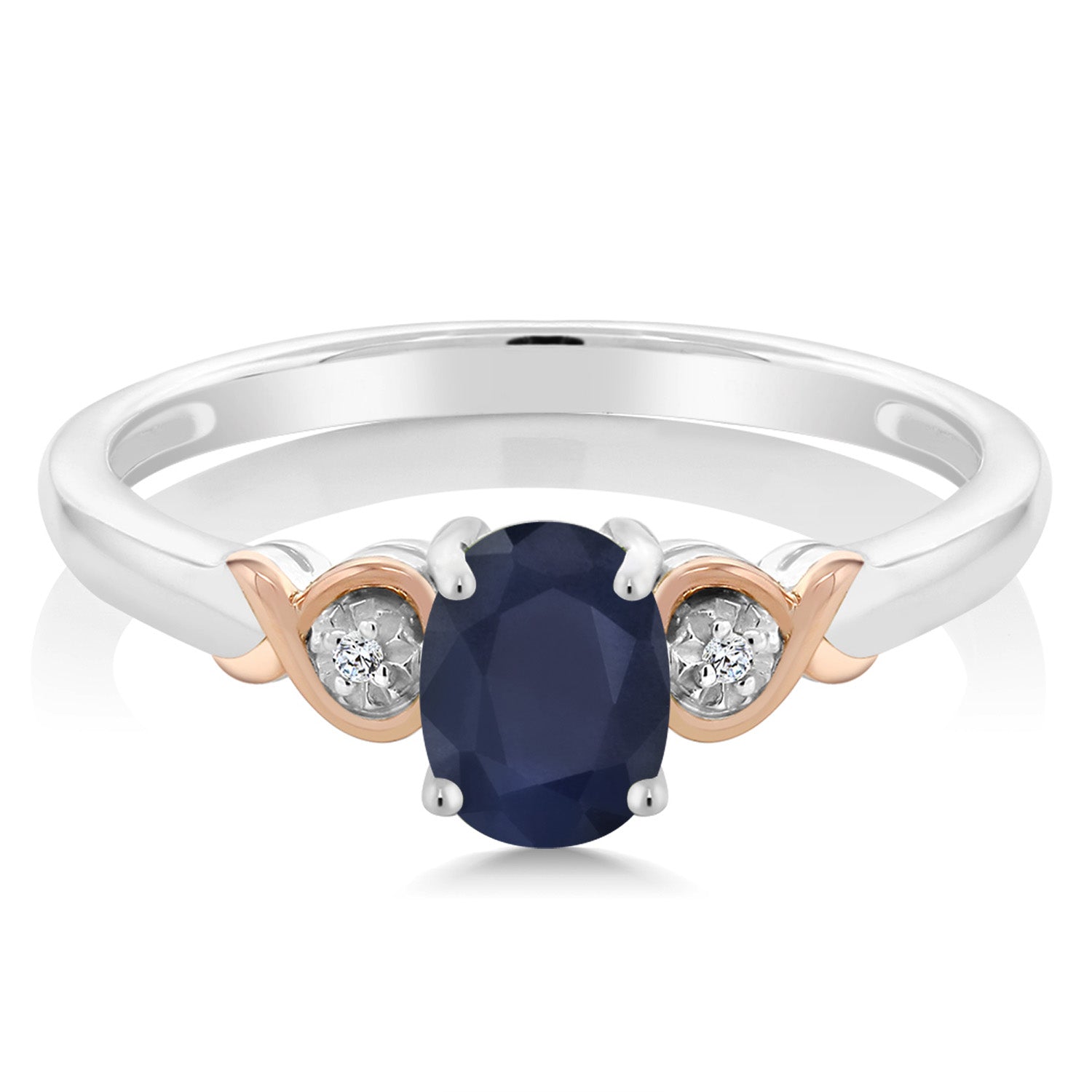 Blue Sapphire - September_Ring in 925 Sterling Silver and 10K Rose Gold