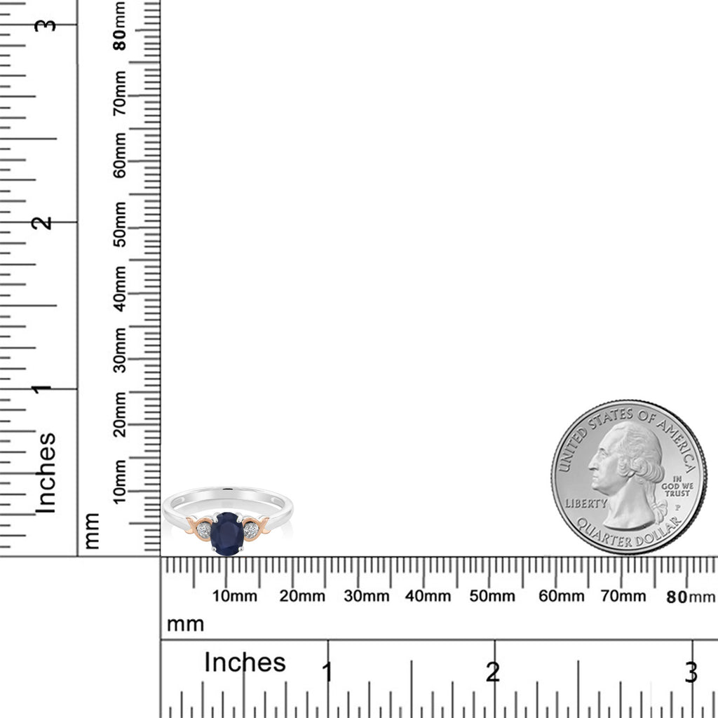 Blue Sapphire - September_Ring in 925 Sterling Silver and 10K Rose Gold