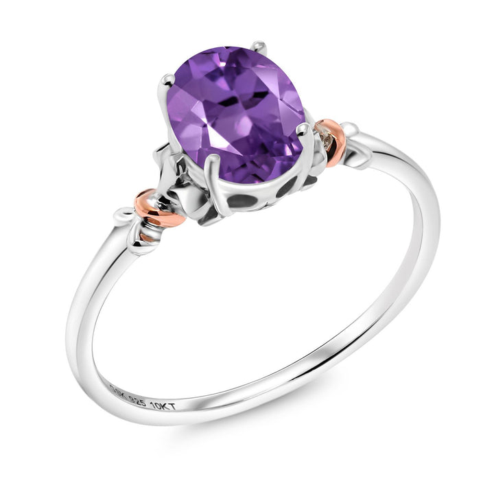 Amethyst - February_5_Ring in 925 Sterling Silver and 10K Rose Gold