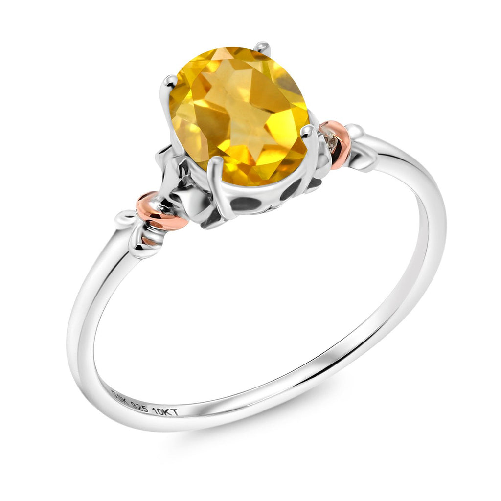 Citrine - November_7_Ring in 925 Sterling Silver and 10K Rose Gold