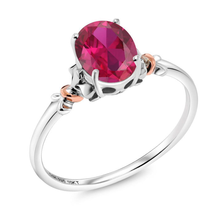 Created Ruby - July_5_Ring in 925 Sterling Silver and 10K Rose Gold