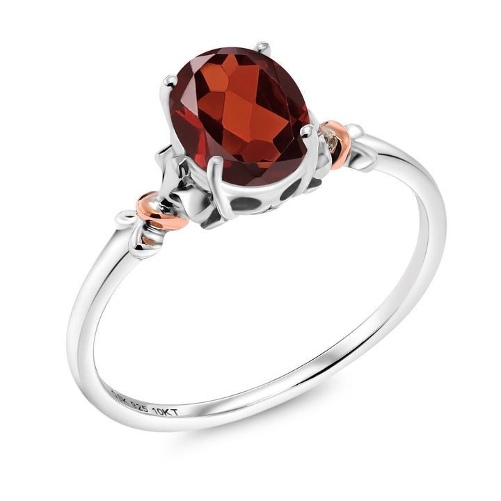 Garnet - January_5_Ring in 925 Sterling Silver and 10K Rose Gold