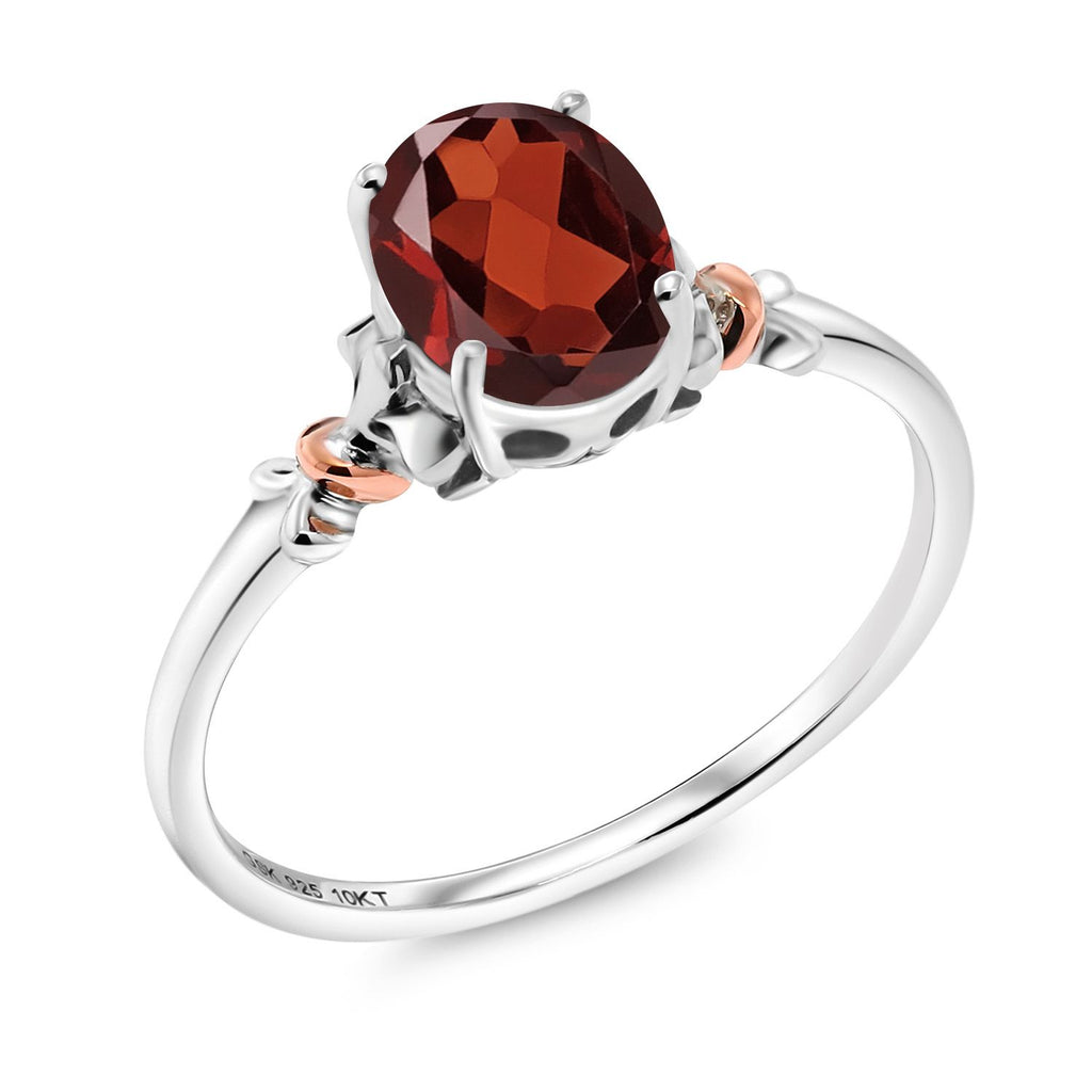 Garnet - January_9_Ring in 925 Sterling Silver and 10K Rose Gold