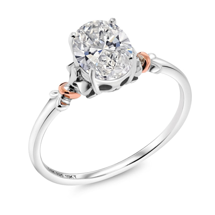 White Lab Grown Diamond - April_5_Ring in 925 Sterling Silver and 10K Rose Gold