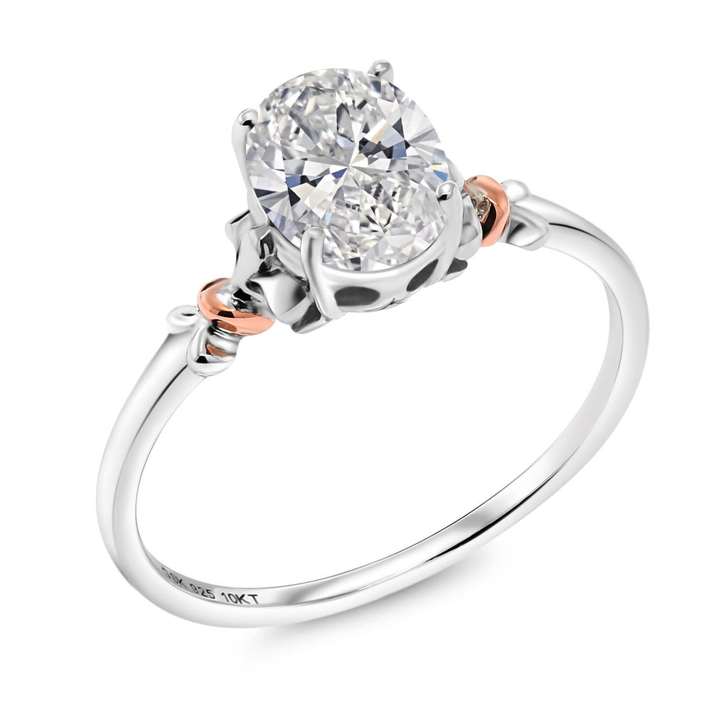 White Lab Grown Diamond - April_7_Ring in 925 Sterling Silver and 10K Rose Gold