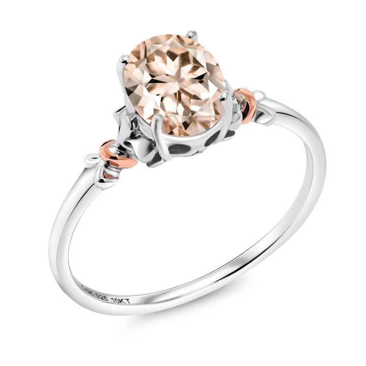 Morganite - October_5_Ring in 925 Sterling Silver and 10K Rose Gold