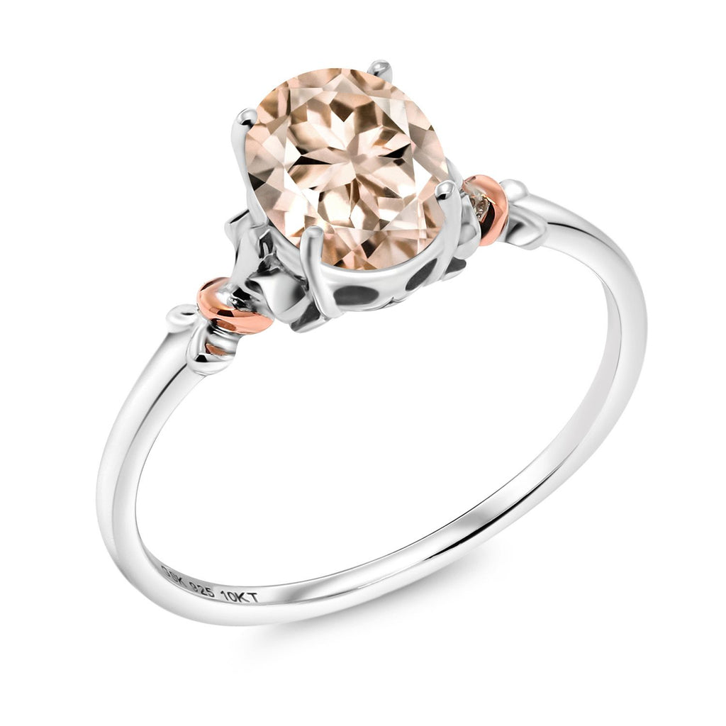 Morganite - October_6_Ring in 925 Sterling Silver and 10K Rose Gold