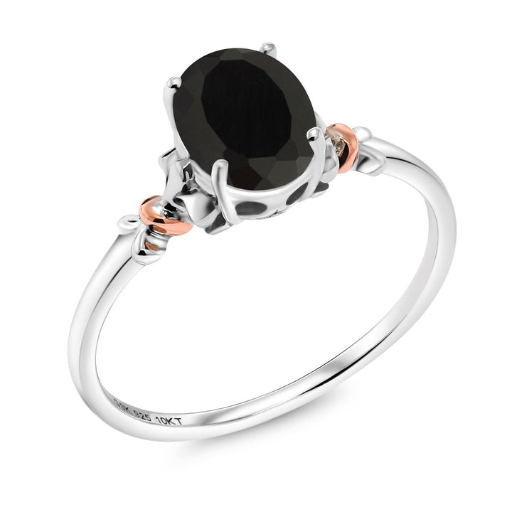Onyx - December_5_Ring in 925 Sterling Silver and 10K Rose Gold