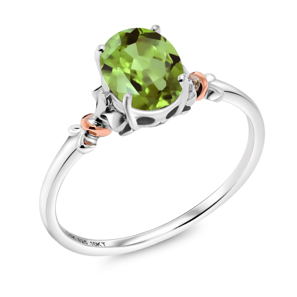 Peridot - August_8_Ring in 925 Sterling Silver and 10K Rose Gold