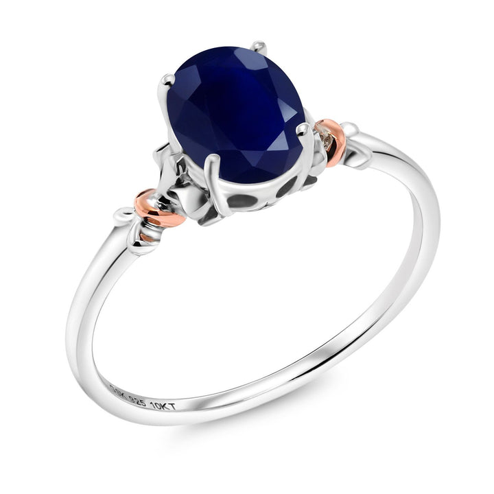 Blue Sapphire - September_5_Ring in 925 Sterling Silver and 10K Rose Gold