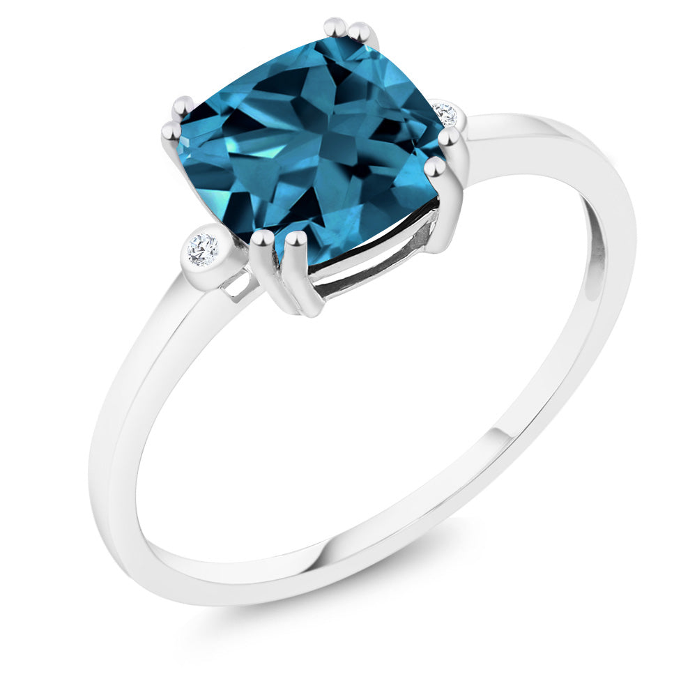 London Blue Topaz - November_8_Ring in 10K White Gold