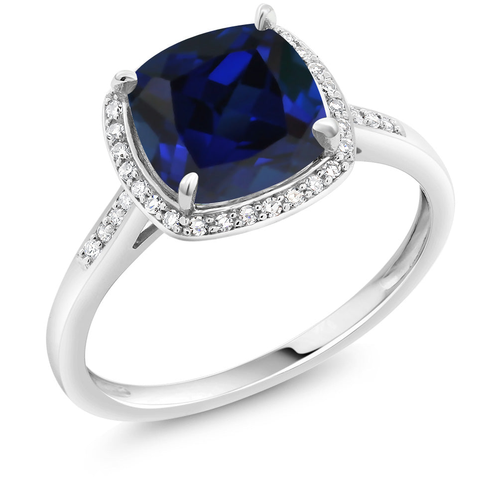 Blue Created Sapphire - September_7_Ring in 10K White Gold