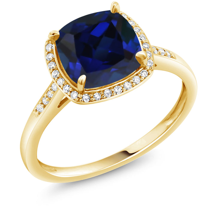 Blue Created Sapphire - September_5_Ring in 10K Yellow Gold