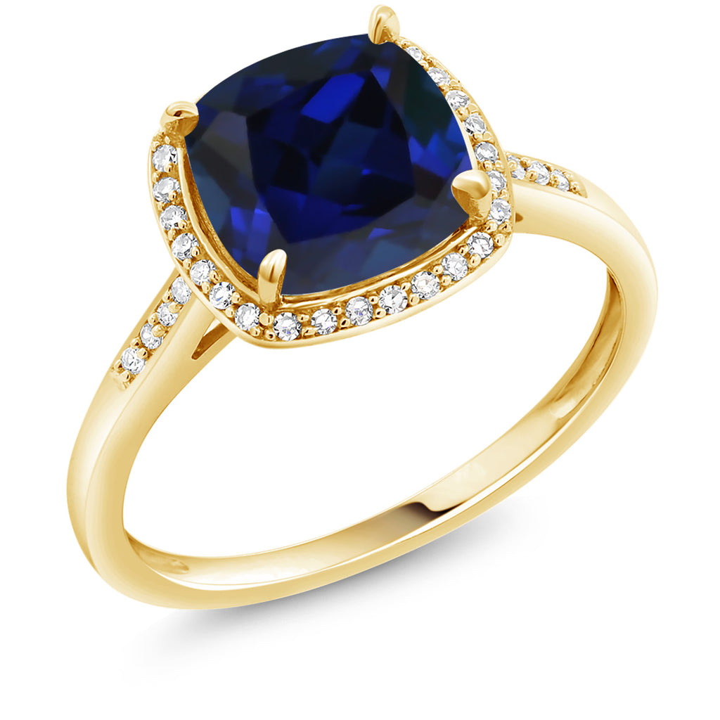 Blue Created Sapphire - September_7_Ring in 10K Yellow Gold
