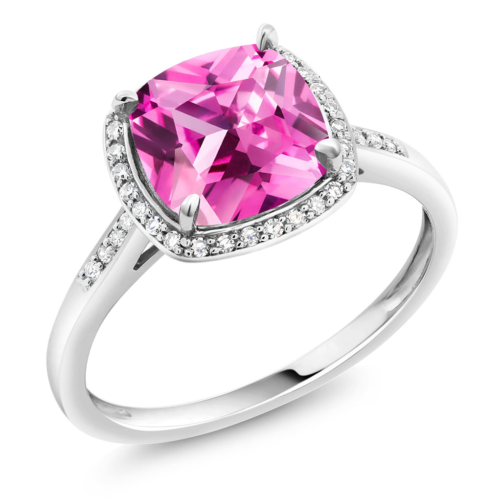 Pink Created Sapphire - September_7_Ring in 10K White Gold
