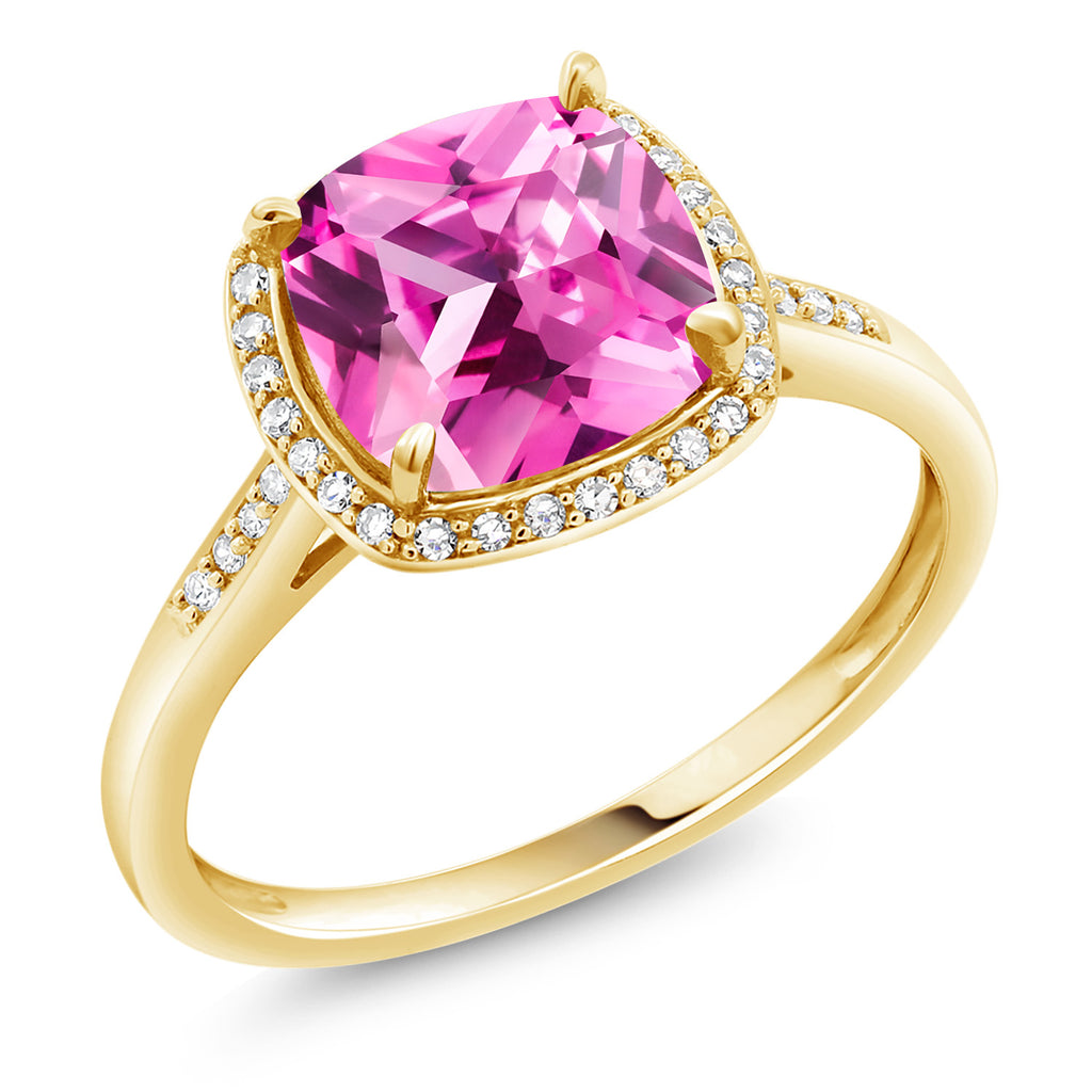Pink Created Sapphire - September_9_Ring in 10K Yellow Gold