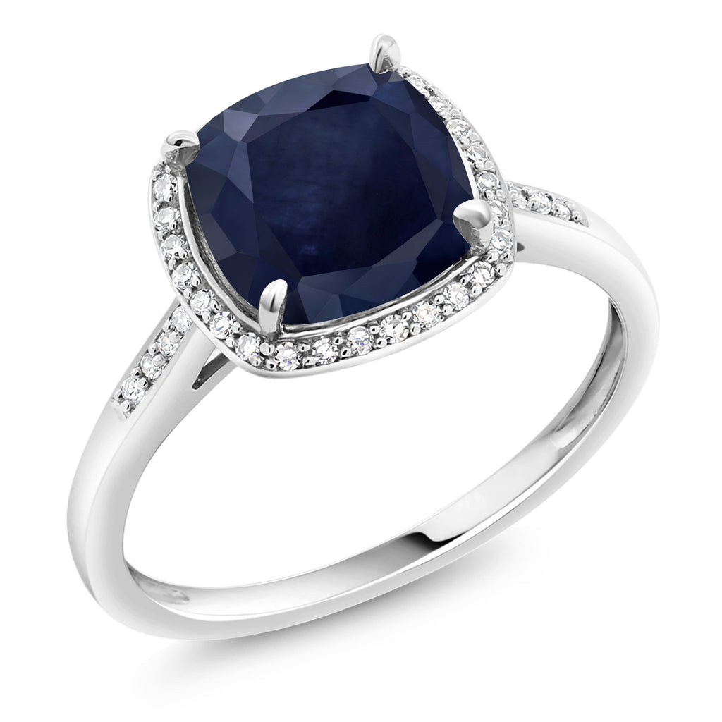 Blue Sapphire - September_7_Ring in 10K White Gold