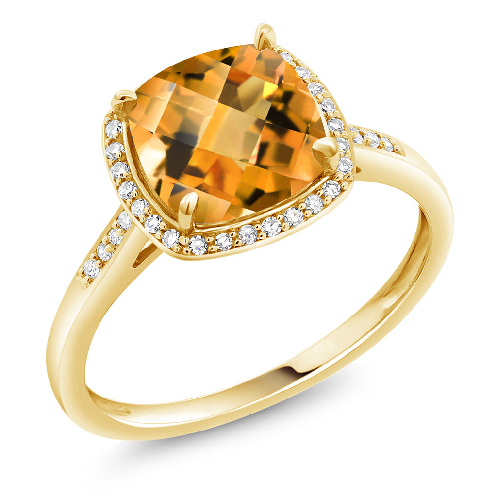 Citrine-Checkerboard - November_8_Ring in 10K Yellow Gold