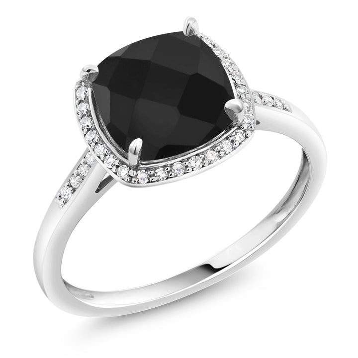 Black Onyx-Checkerboard - December_5_Ring in 10K White Gold