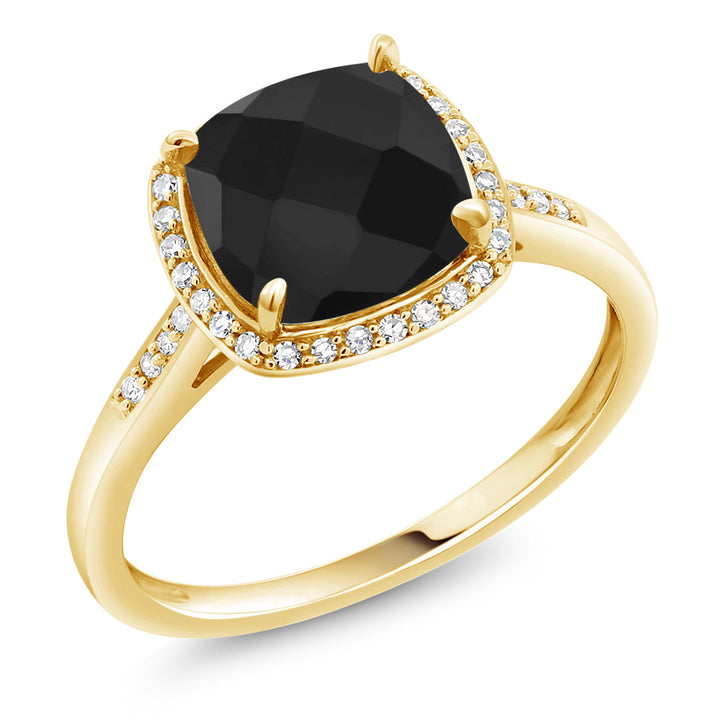 Black Onyx-Checkerboard - December_5_Ring in 10K Yellow Gold