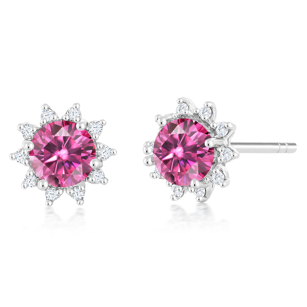 Pink Moissanite_Earrings in 18K White Gold