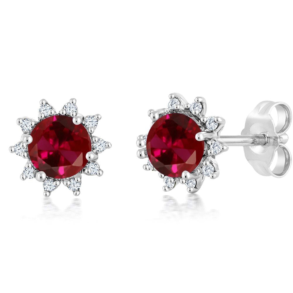 Created Ruby_Earrings in 18K White Gold