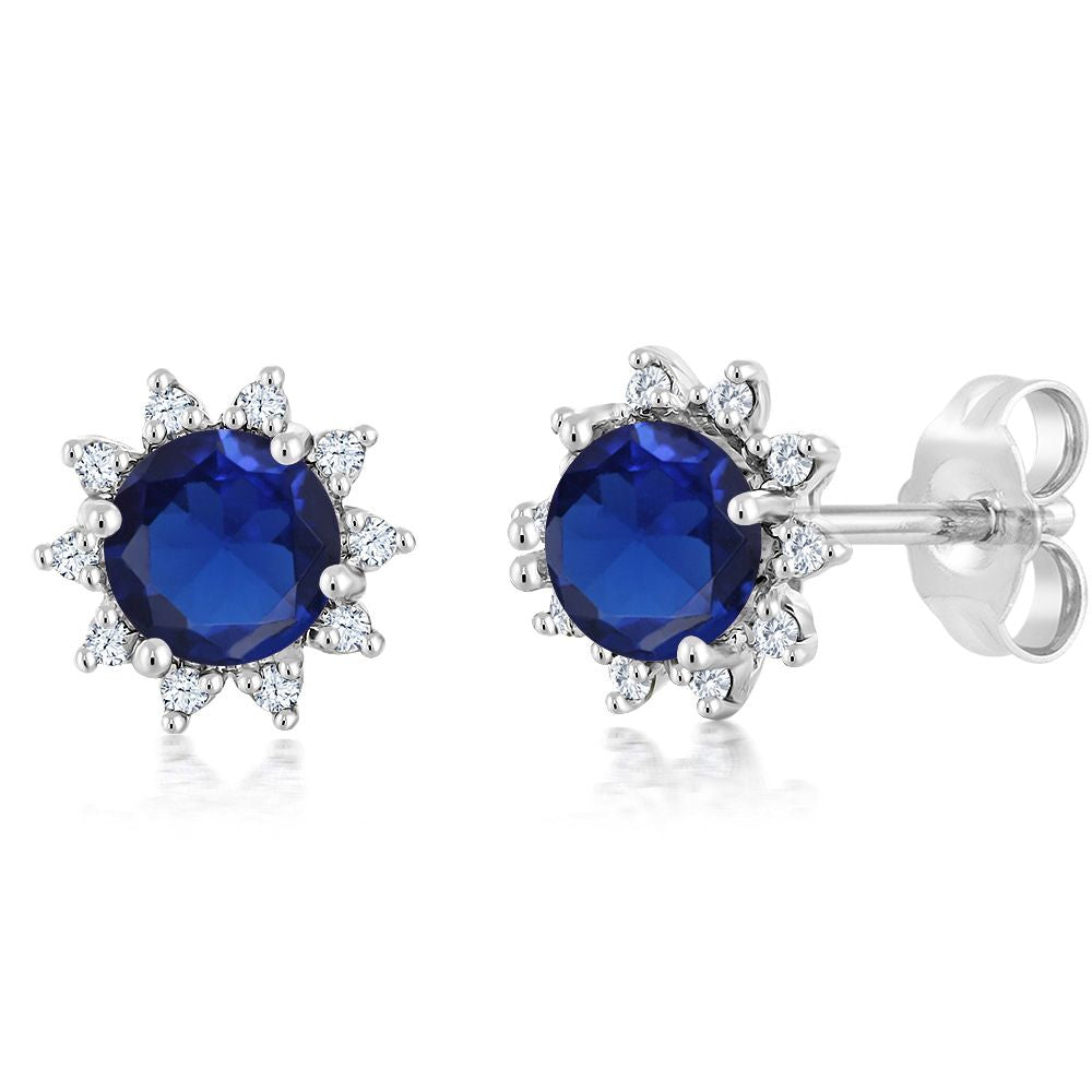 Created Sapphire_Earrings in 18K White Gold