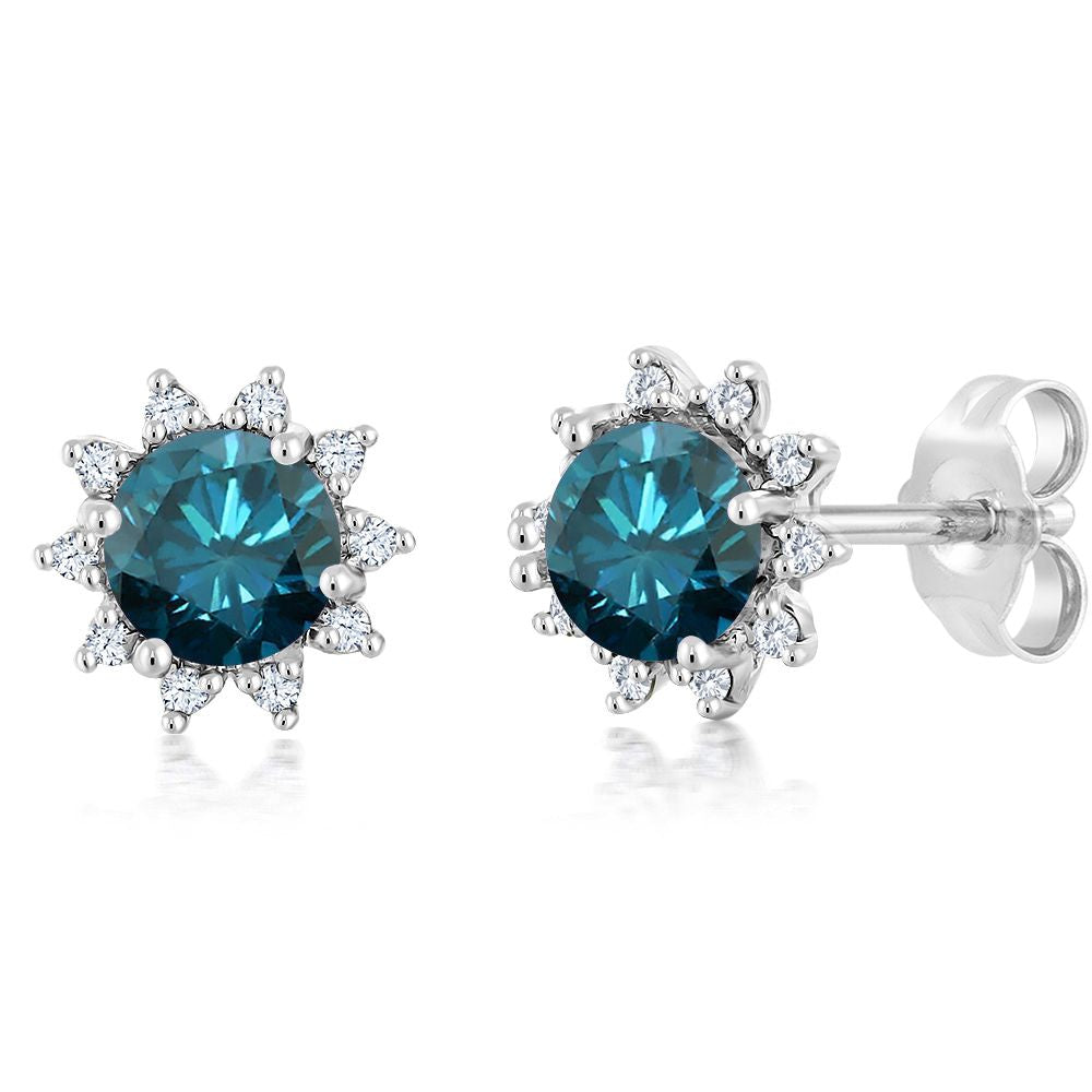 Blue Diamond_Earrings in 18K White Gold